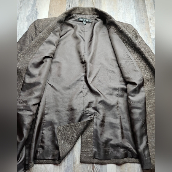 Lafayette 148 Wool Hemp Blend Blazer Size 14 Brown - Picture 6 of 15